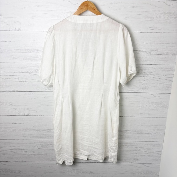 Aritzia Wilfred Caprice Button Front 100% Linen Dress White Large - V Neck - Picture 9 of 15